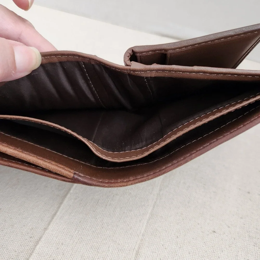 Vintage Coach Signature Folding Wallet Snap Closure Medium Brown Soft Leather